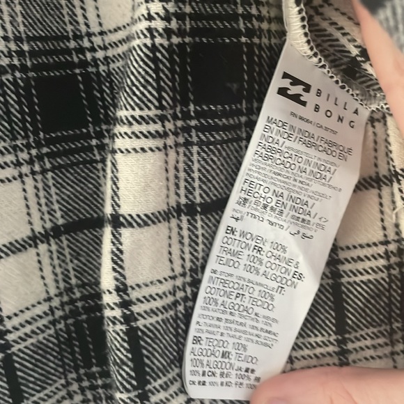 Black/cream Billabong Shacket - Picture 3 of 3